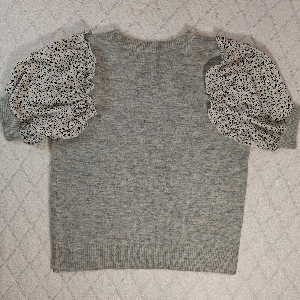 THML Gray Sweater with Patterned Ruffle Sleeves - Picture 7 of 7